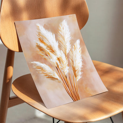 Ivory Pampas Reverie, beige, white, gold nature wall art displayed in a styled interior, gallery view 5