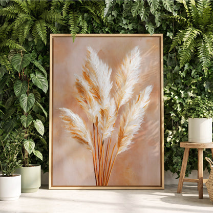 Ivory Pampas Reverie, beige, white, gold nature wall art displayed in a styled interior, gallery view 8