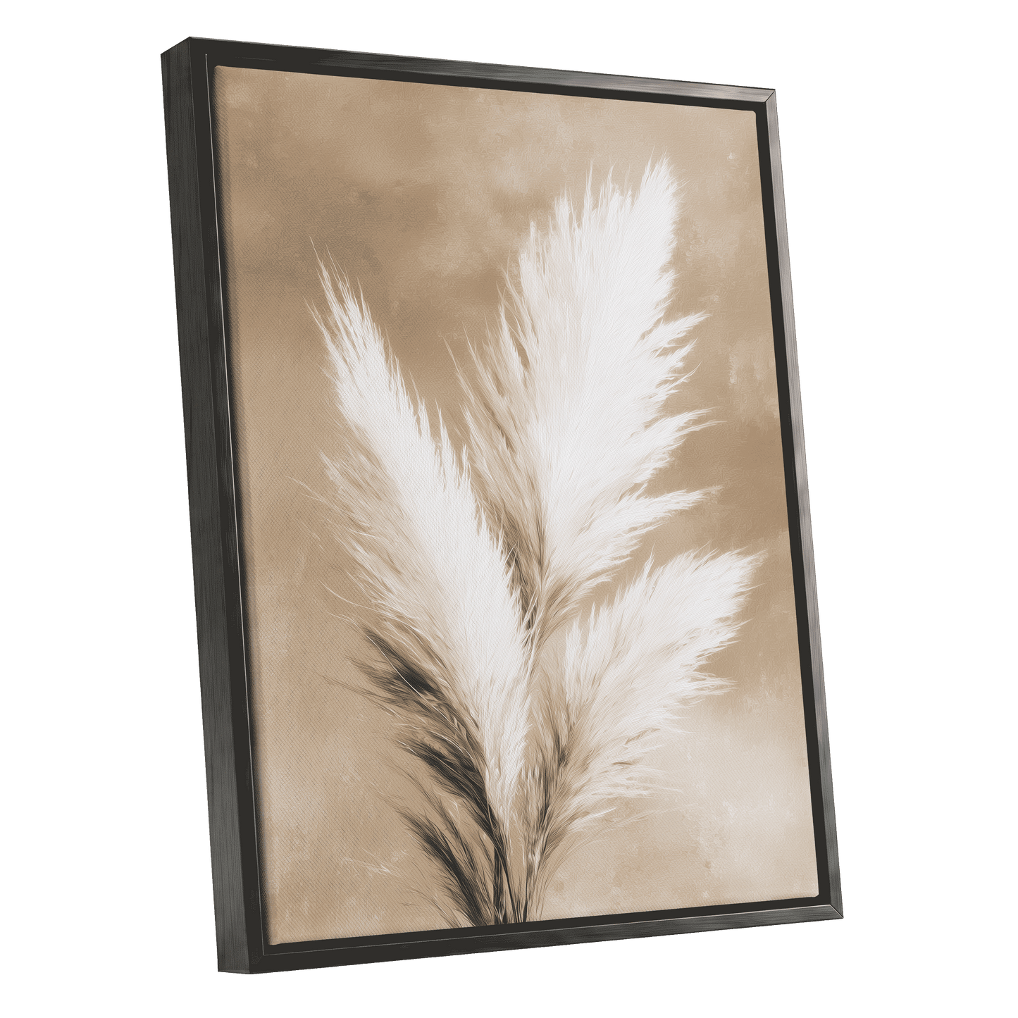 Ivory Plume Reverie – black framed canvas option