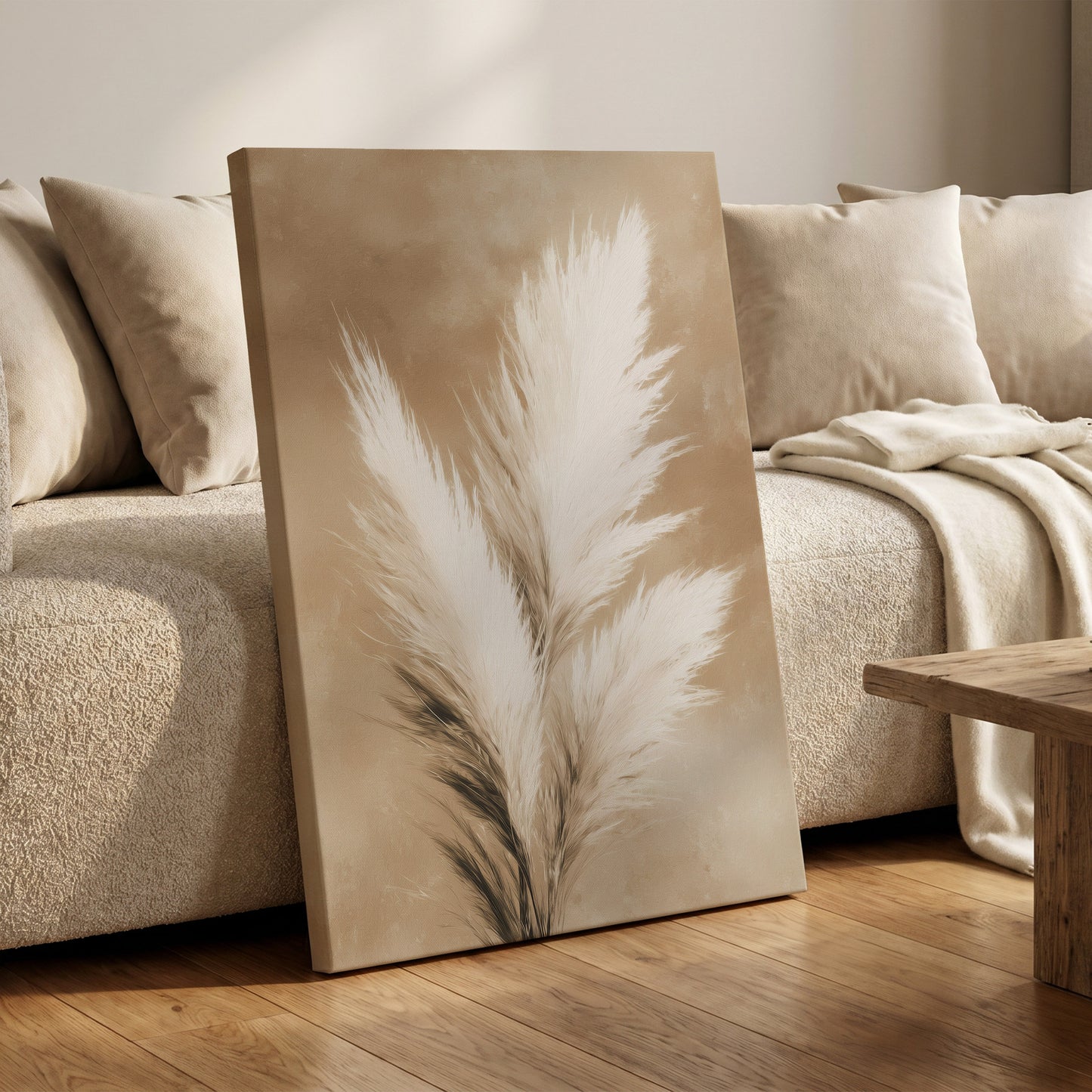 Ivory Plume Reverie – canvas wall art in a styled interior, gallery view 1