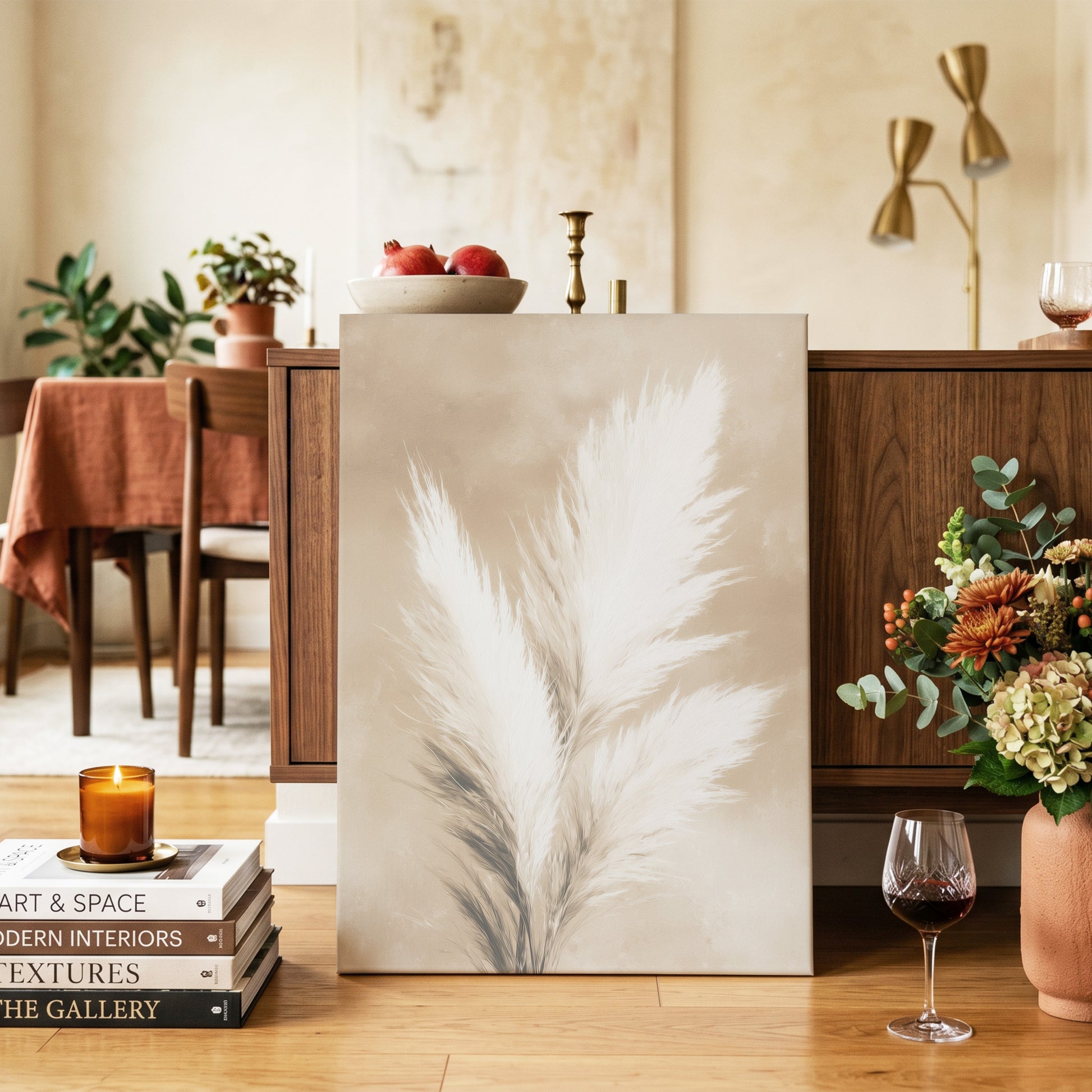 Ivory Plume Reverie – canvas wall art in a styled interior, gallery view 2