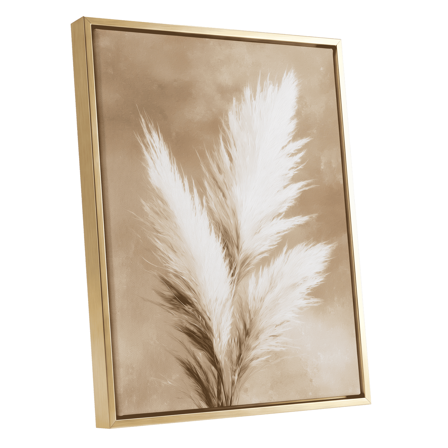 Ivory Plume Reverie – gold framed canvas option
