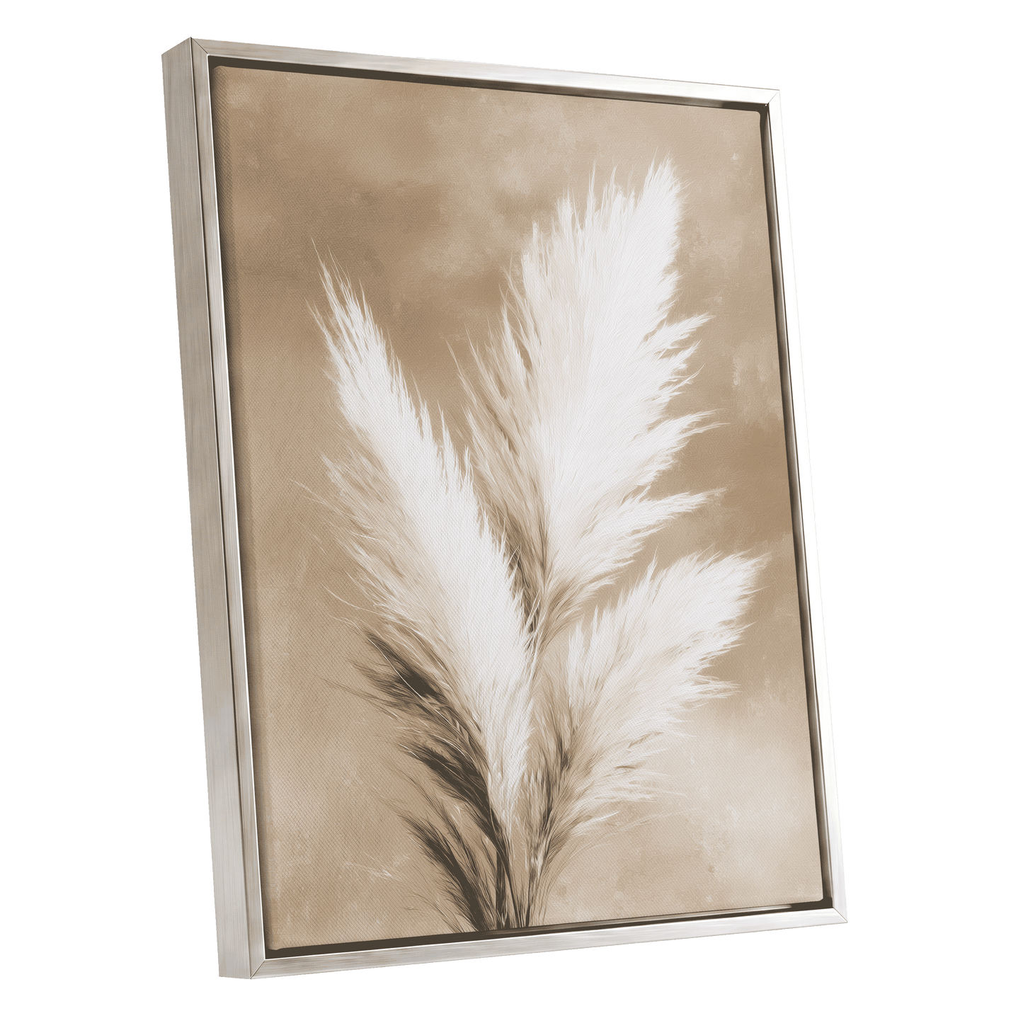 Ivory Plume Reverie – silver framed canvas option