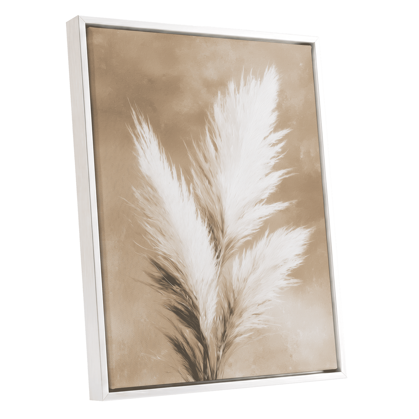 Ivory Plume Reverie – white framed canvas option