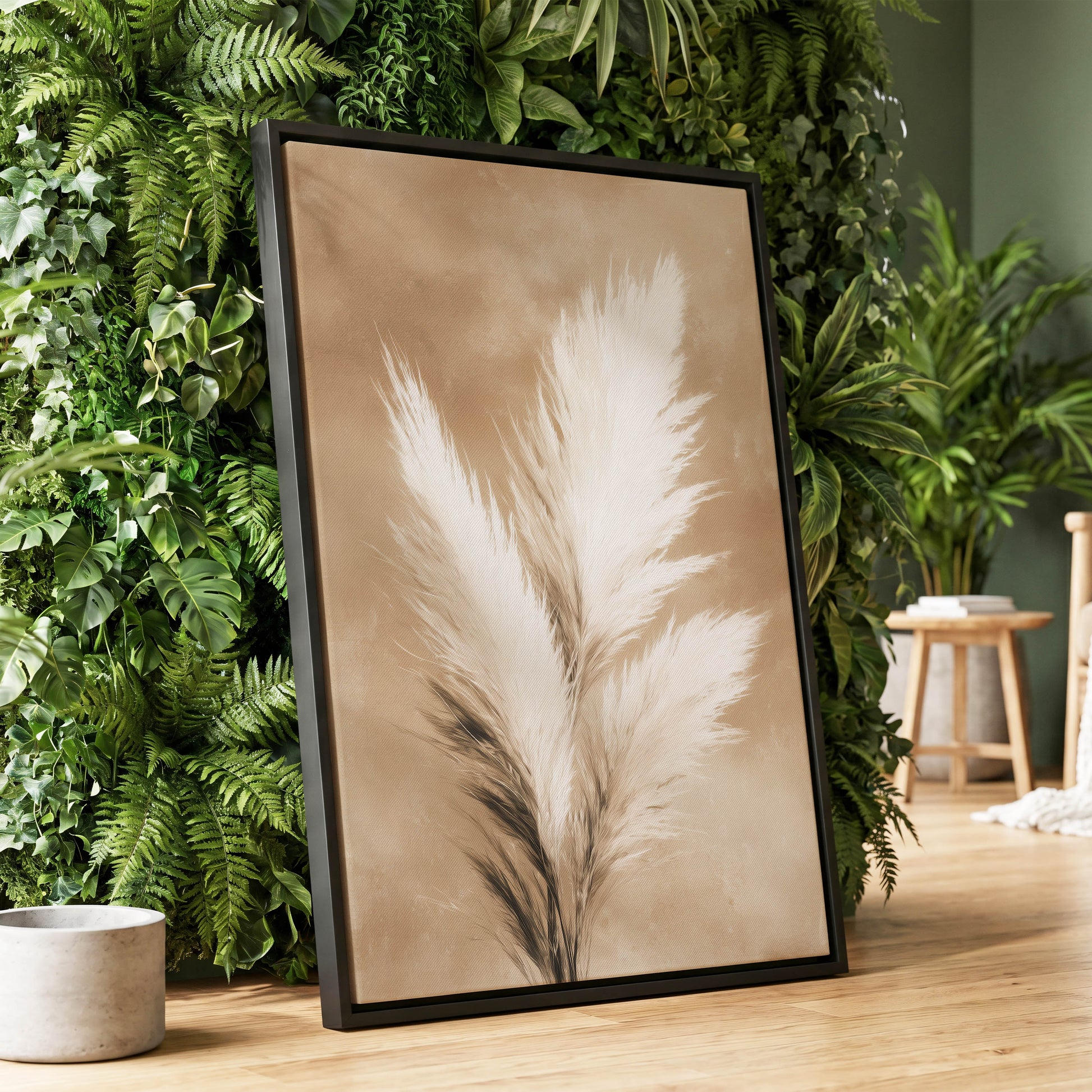 Ivory Plume Reverie – wall art displayed in a styled interior, gallery view 1