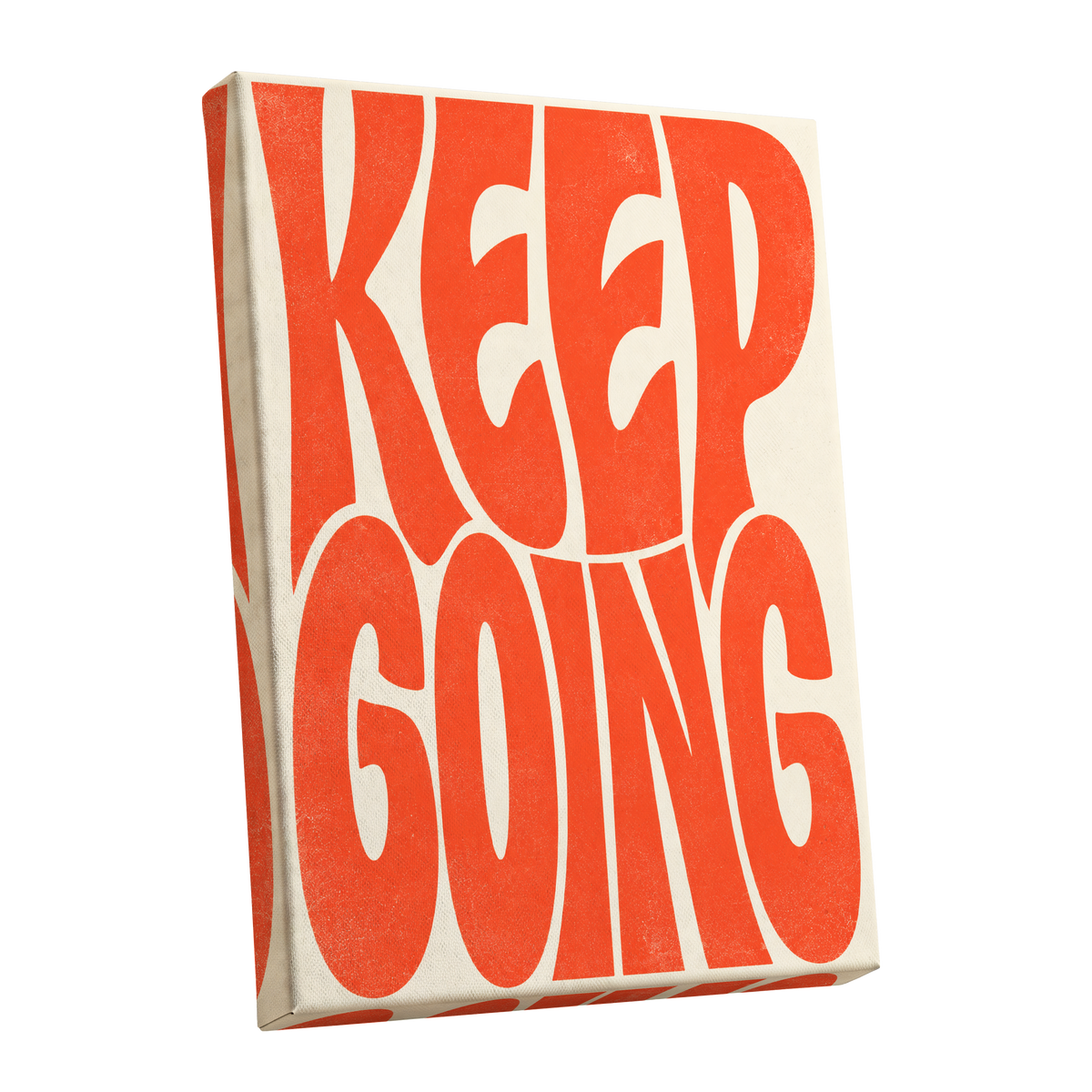Keep Going in Tangerine, orange, beige abstract wall art shown as a stretched canvas wall art