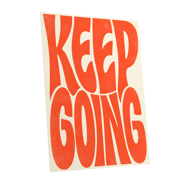 Keep Going in Tangerine, orange, beige abstract wall art shown as a unframed poster wall art print