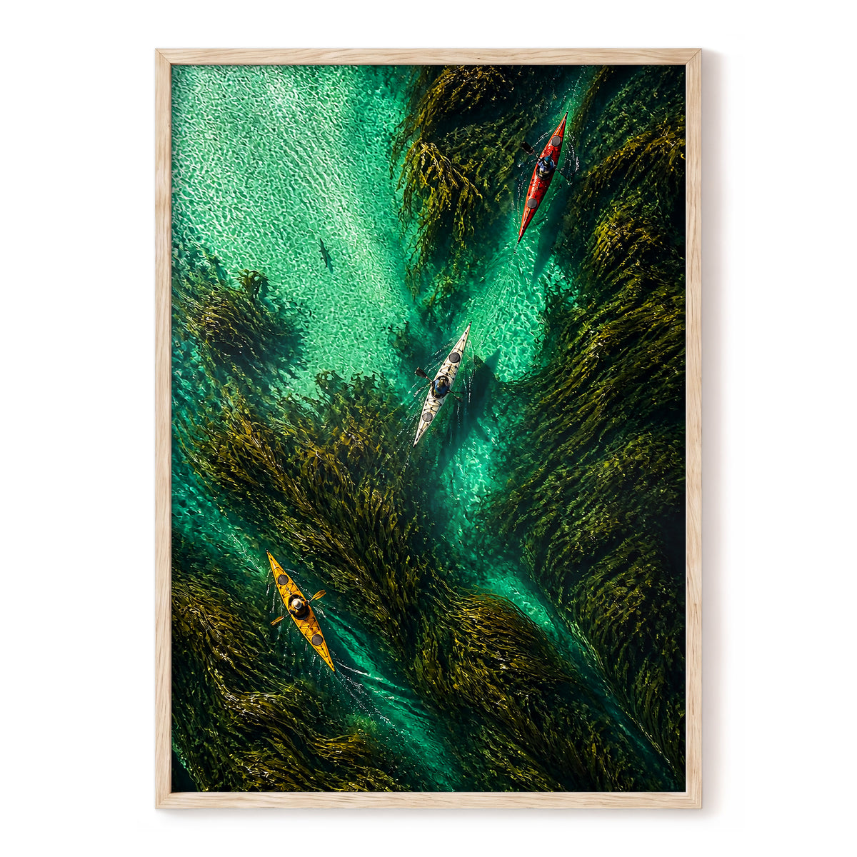 Kelpwater Passage, green, blue, black nature wall art, front artwork view