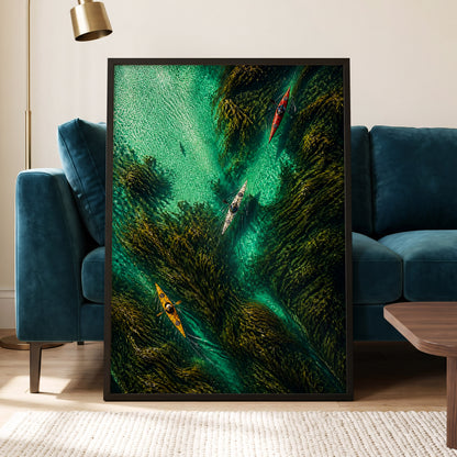 Kelpwater Passage, green, blue, black nature wall art displayed in a styled interior, gallery view 2