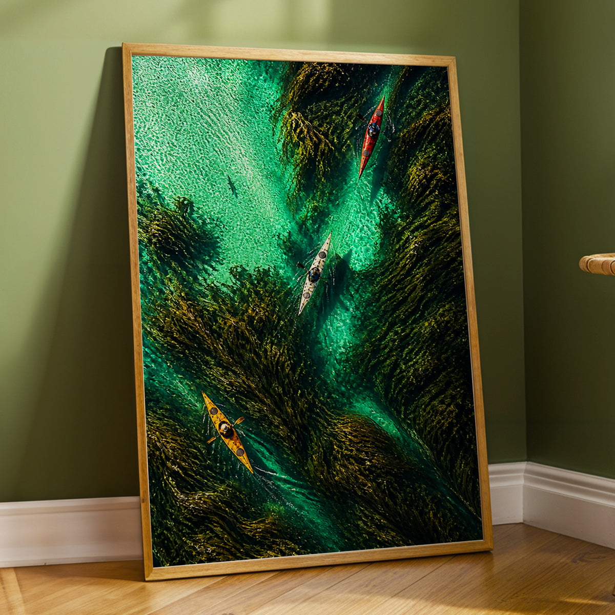 Kelpwater Passage, green, blue, black nature wall art displayed in a styled interior, gallery view 6