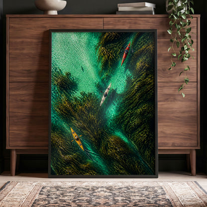 Kelpwater Passage, green, blue, black nature wall art displayed in a styled interior, gallery view 9