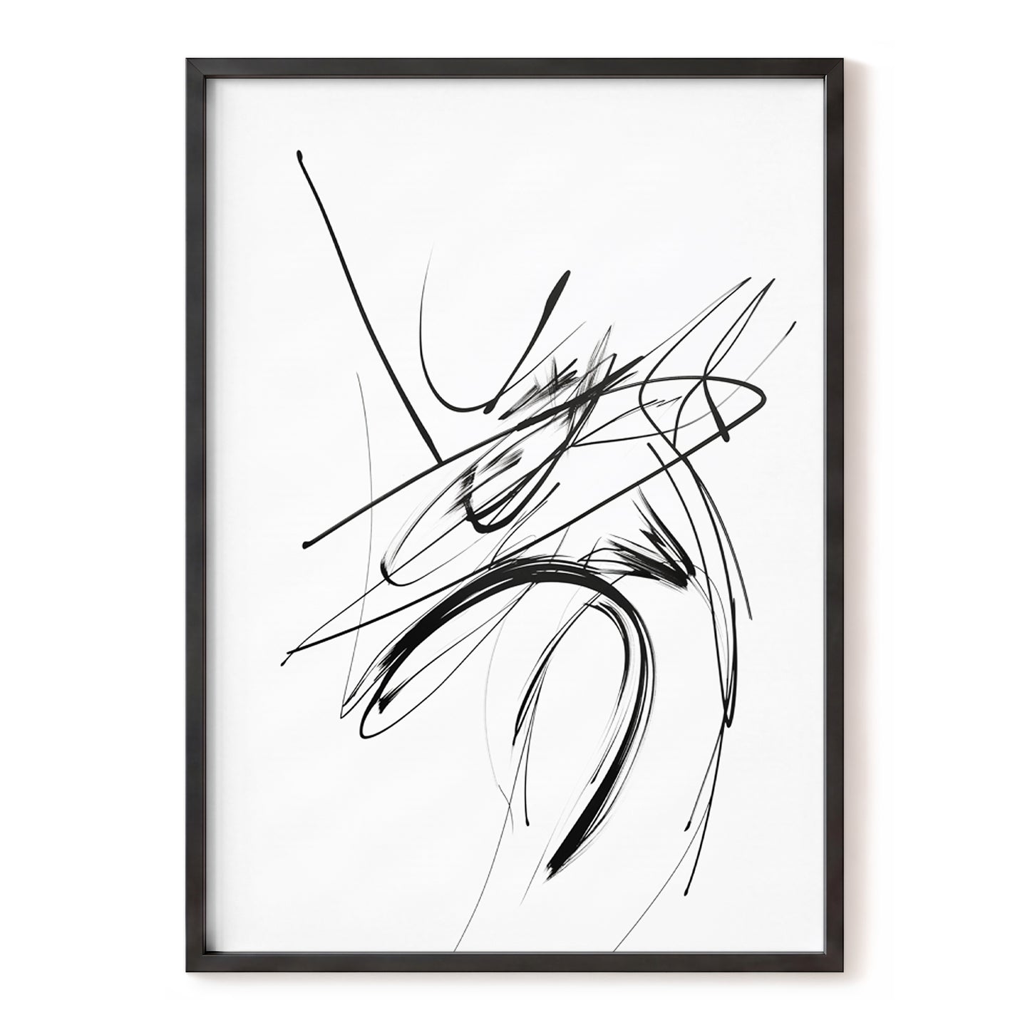 Kinetic Linework, black, white, gray abstract wall art, front artwork view