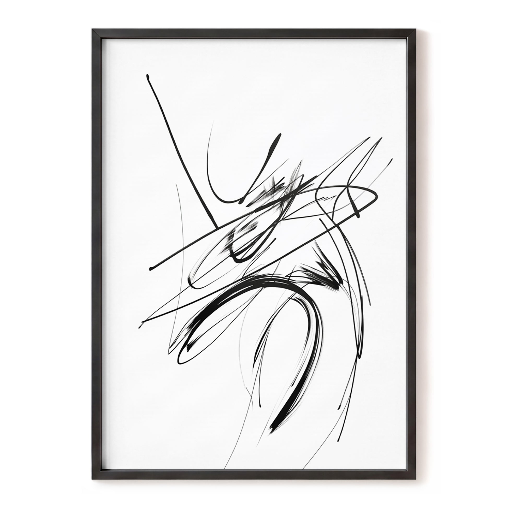 Kinetic Linework, black, white, gray abstract wall art, front artwork view
