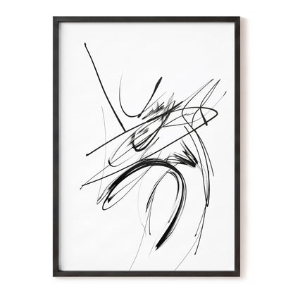 Kinetic Linework, black, white, gray abstract wall art, front artwork view