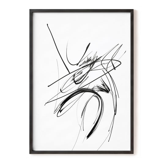 Kinetic Linework, black, white, gray abstract wall art, front artwork view