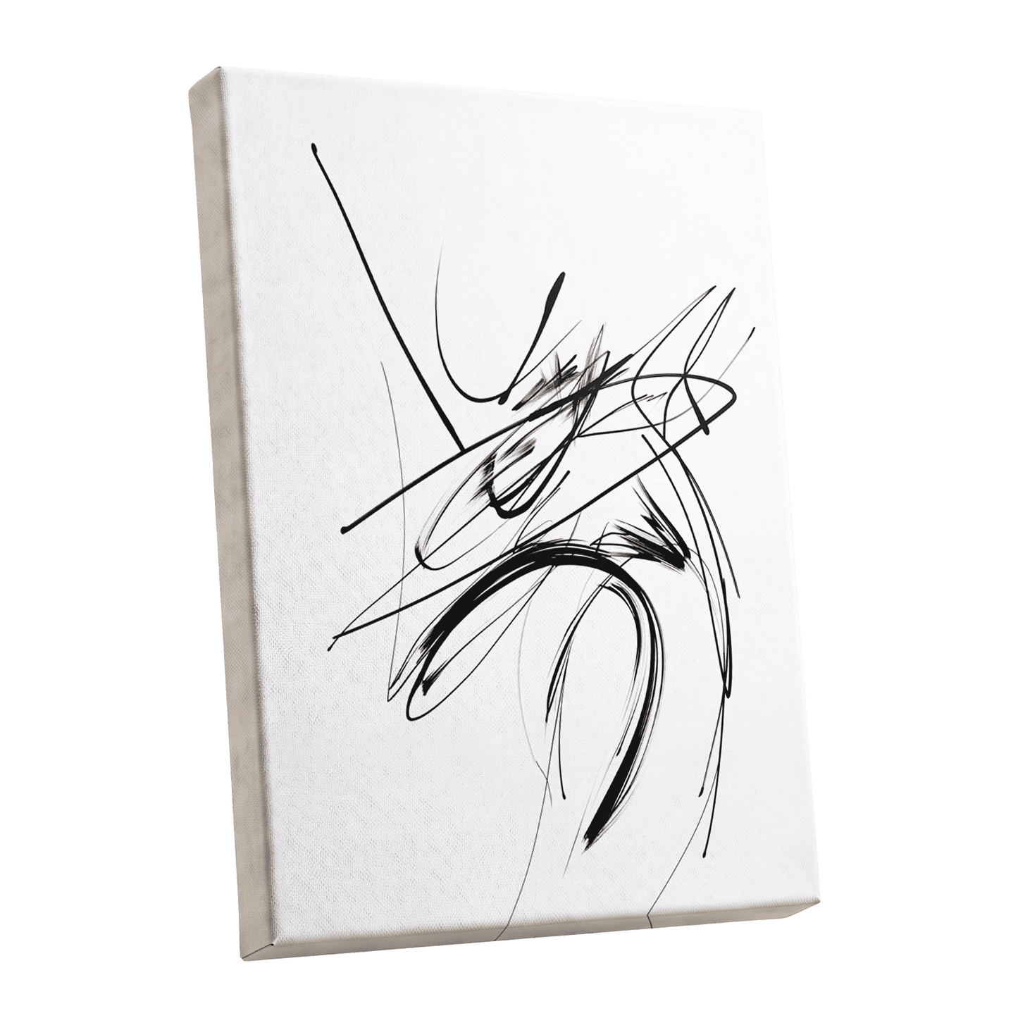 Kinetic Linework, black, white, gray abstract wall art shown as a stretched canvas wall art