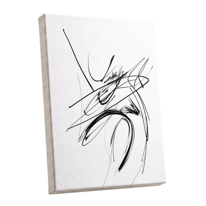 Kinetic Linework, black, white, gray abstract wall art shown as a stretched canvas wall art