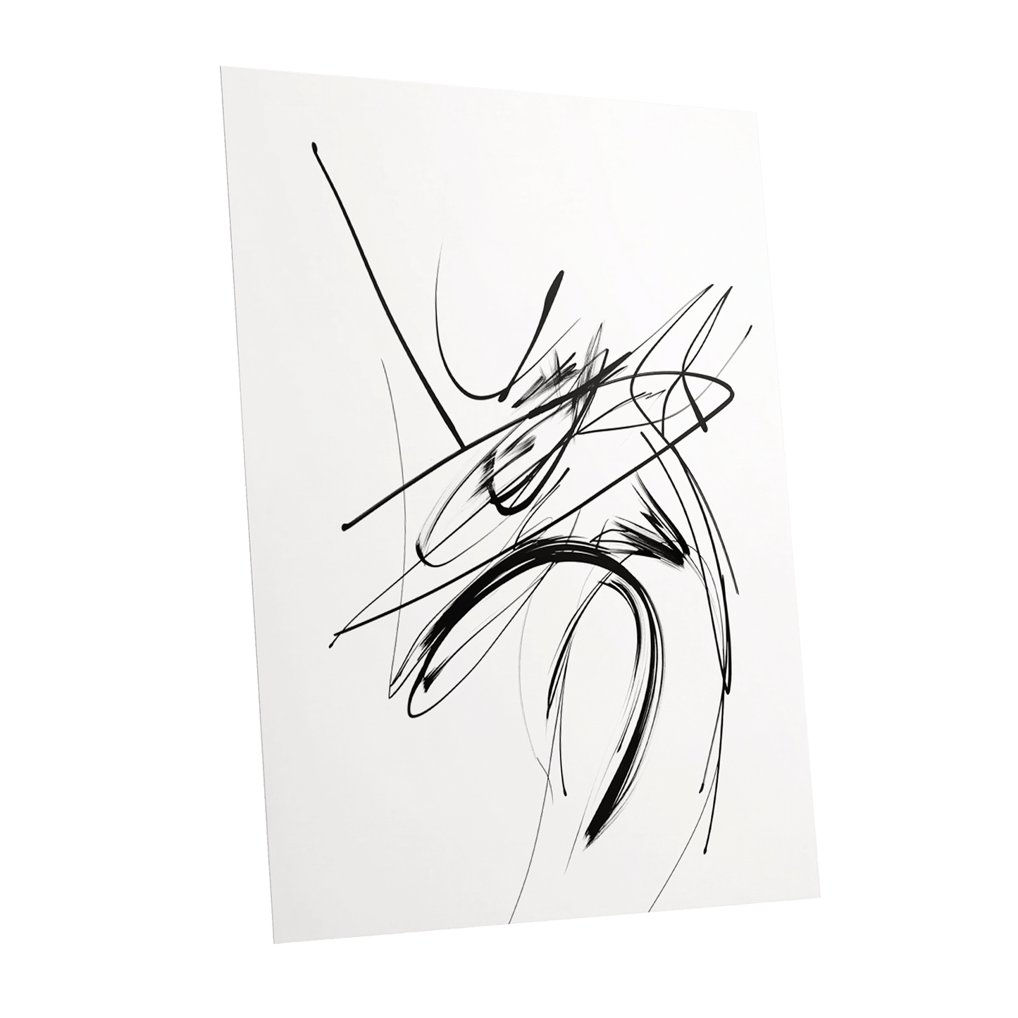 Kinetic Linework, black, white, gray abstract wall art shown as a unframed poster wall art print
