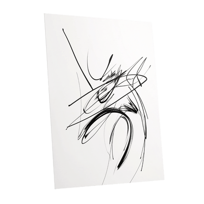 Kinetic Linework, black, white, gray abstract wall art shown as a unframed poster wall art print