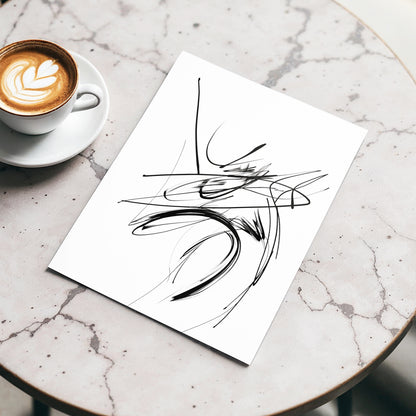 Kinetic Linework, black, white, gray abstract wall art displayed in a styled interior, gallery view 3