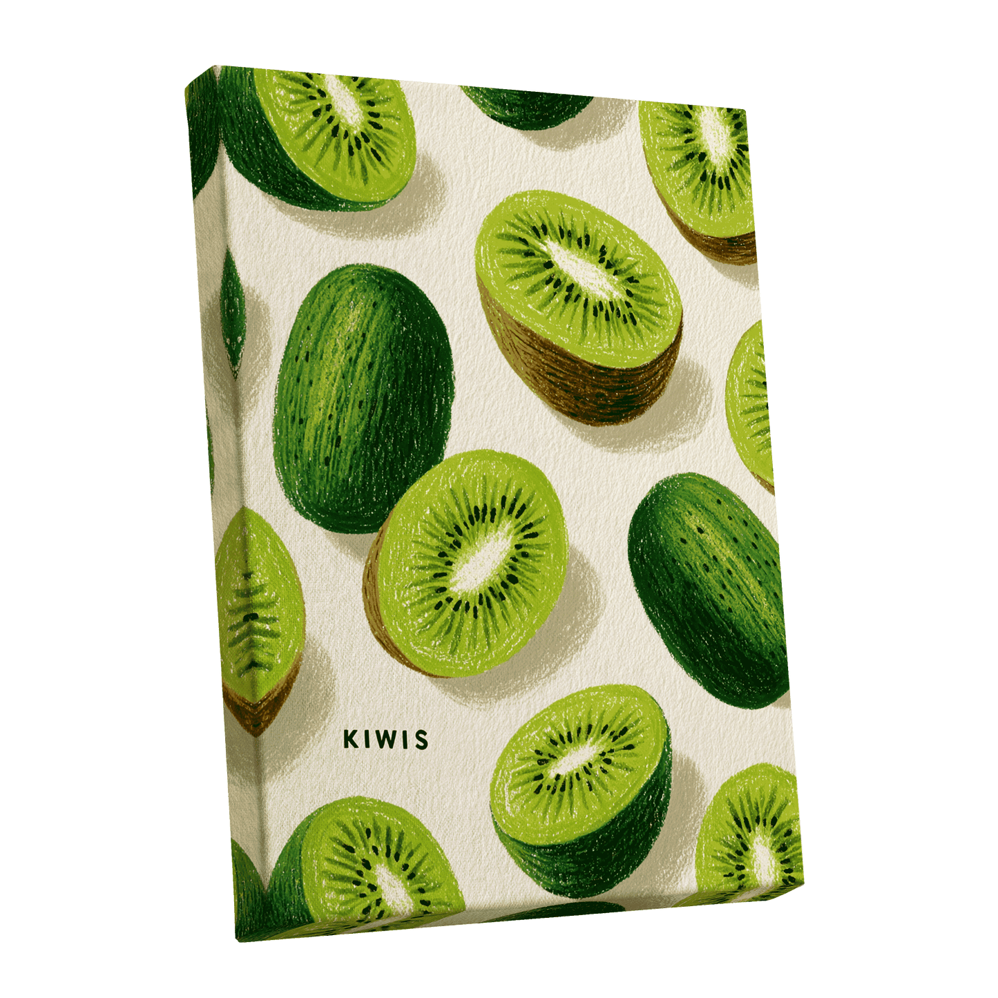 Kiwi Scatter, green, beige, brown nature wall art shown as a stretched canvas wall art