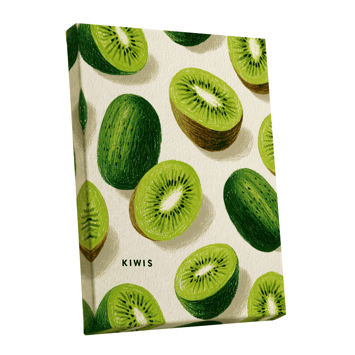 Kiwi Scatter, green, beige, brown nature wall art shown as a stretched canvas wall art