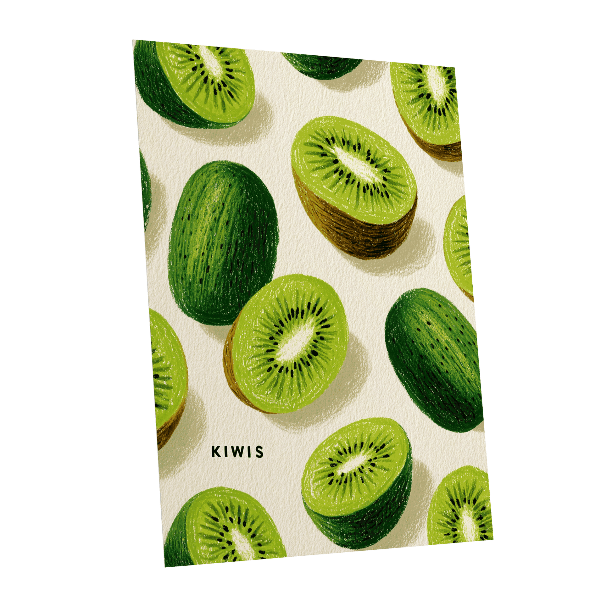 Kiwi Scatter, green, beige, brown nature wall art shown as a unframed poster wall art print