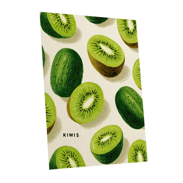 Kiwi Scatter, green, beige, brown nature wall art shown as a unframed poster wall art print