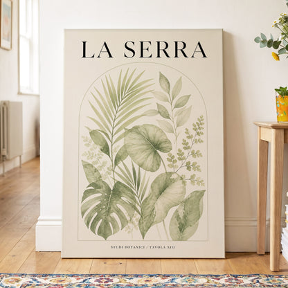La Serra Canopy, green, beige, black nature wall art on canvas displayed in a styled interior, gallery view 2