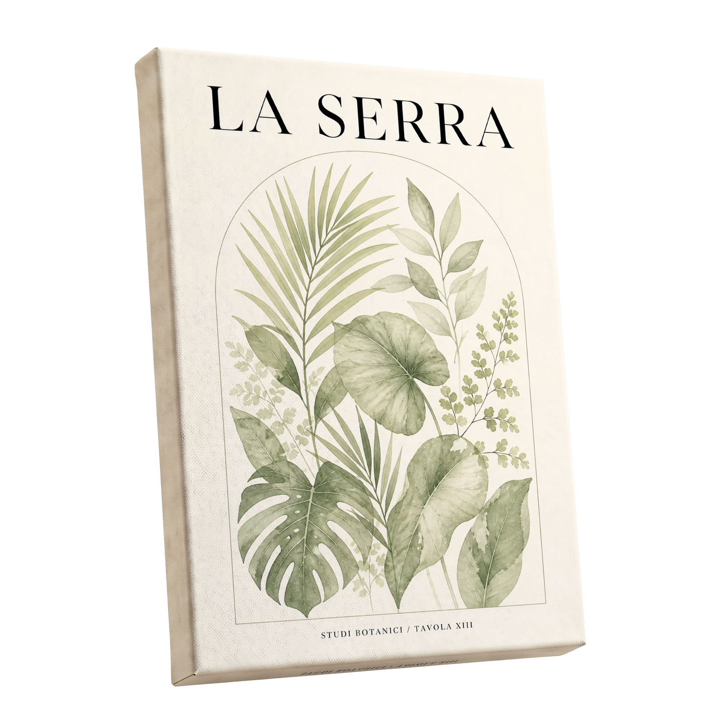 La Serra Canopy, green, beige, black nature wall art shown as a stretched canvas wall art