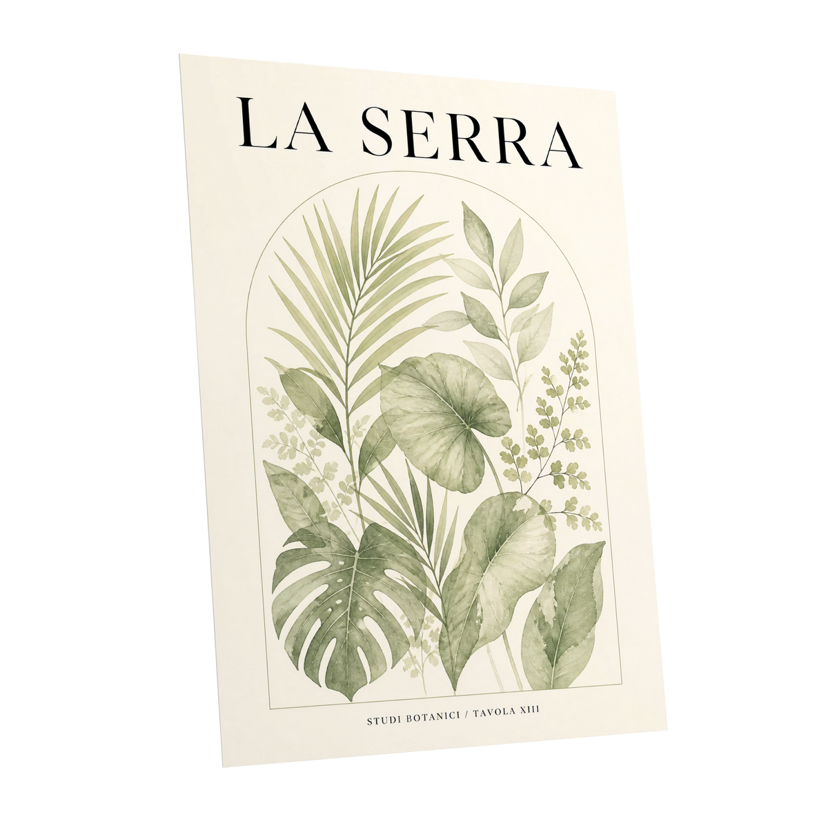 La Serra Canopy, green, beige, black nature wall art shown as a unframed poster wall art print
