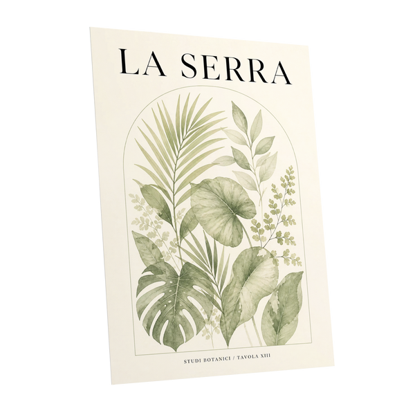 La Serra Canopy, green, beige, black nature wall art shown as a unframed poster wall art print