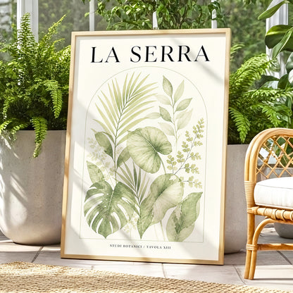 La Serra Canopy, green, beige, black nature wall art displayed in a styled interior, gallery view 1