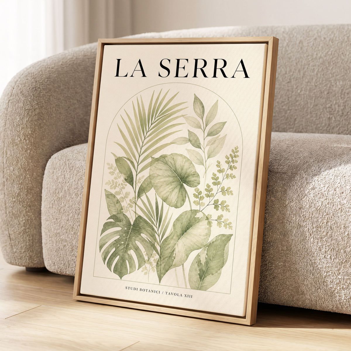 La Serra Canopy, green, beige, black nature wall art displayed in a styled interior, gallery view 2