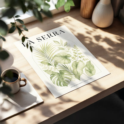 La Serra Canopy, green, beige, black nature wall art displayed in a styled interior, gallery view 3