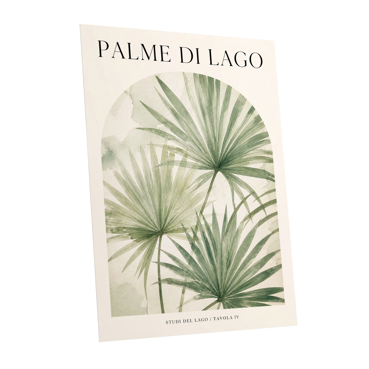 Lake Palm Studies, green, beige, black nature wall art shown as a unframed poster wall art print