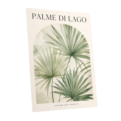 Lake Palm Studies, green, beige, black nature wall art shown as a unframed poster wall art print