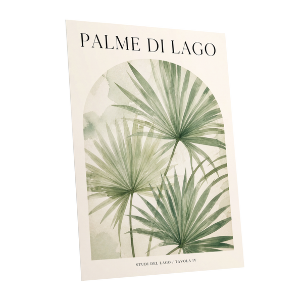 Lake Palm Studies, green, beige, black nature wall art shown as a unframed poster wall art print