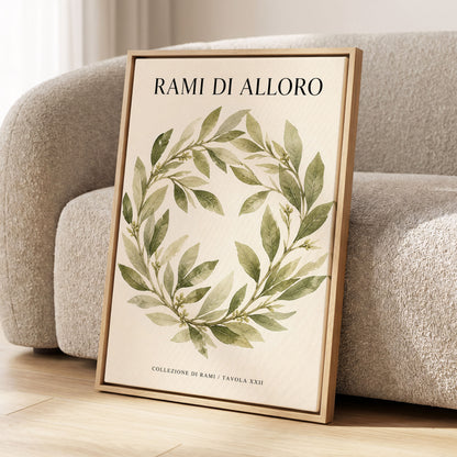 Laurel Circle, green, beige, black nature wall art displayed in a styled interior, gallery view 2