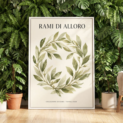 Laurel Circle, green, beige, black nature wall art displayed in a styled interior, gallery view 5