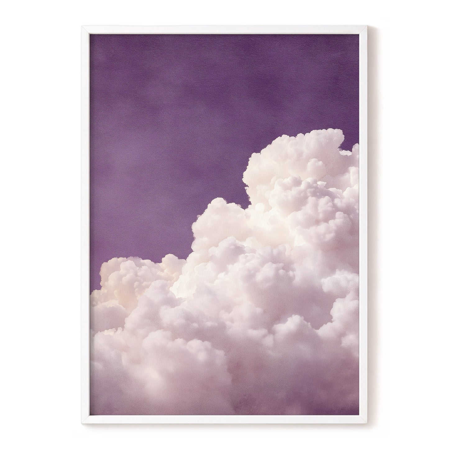 Lavender Cloudrise, purple, white, pink nature wall art, front artwork view
