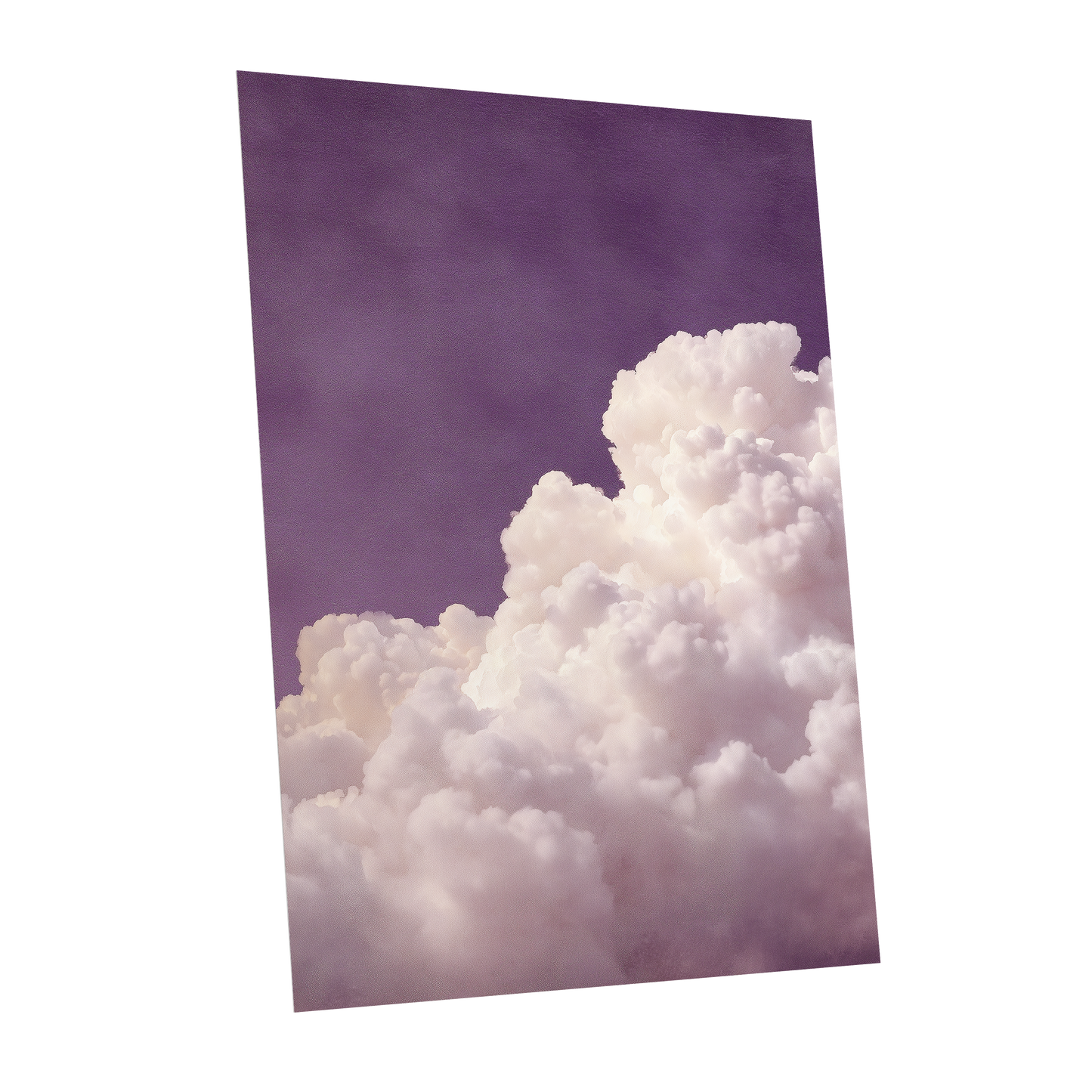Lavender Cloudrise, purple, white, pink nature wall art shown as a unframed poster wall art print