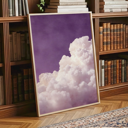Lavender Cloudrise, purple, white, pink nature wall art displayed in a styled interior, gallery view 2