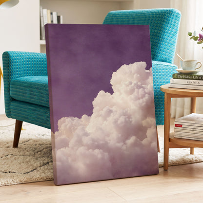 Lavender Cloudrise, purple, white, pink nature wall art displayed in a styled interior, gallery view 3