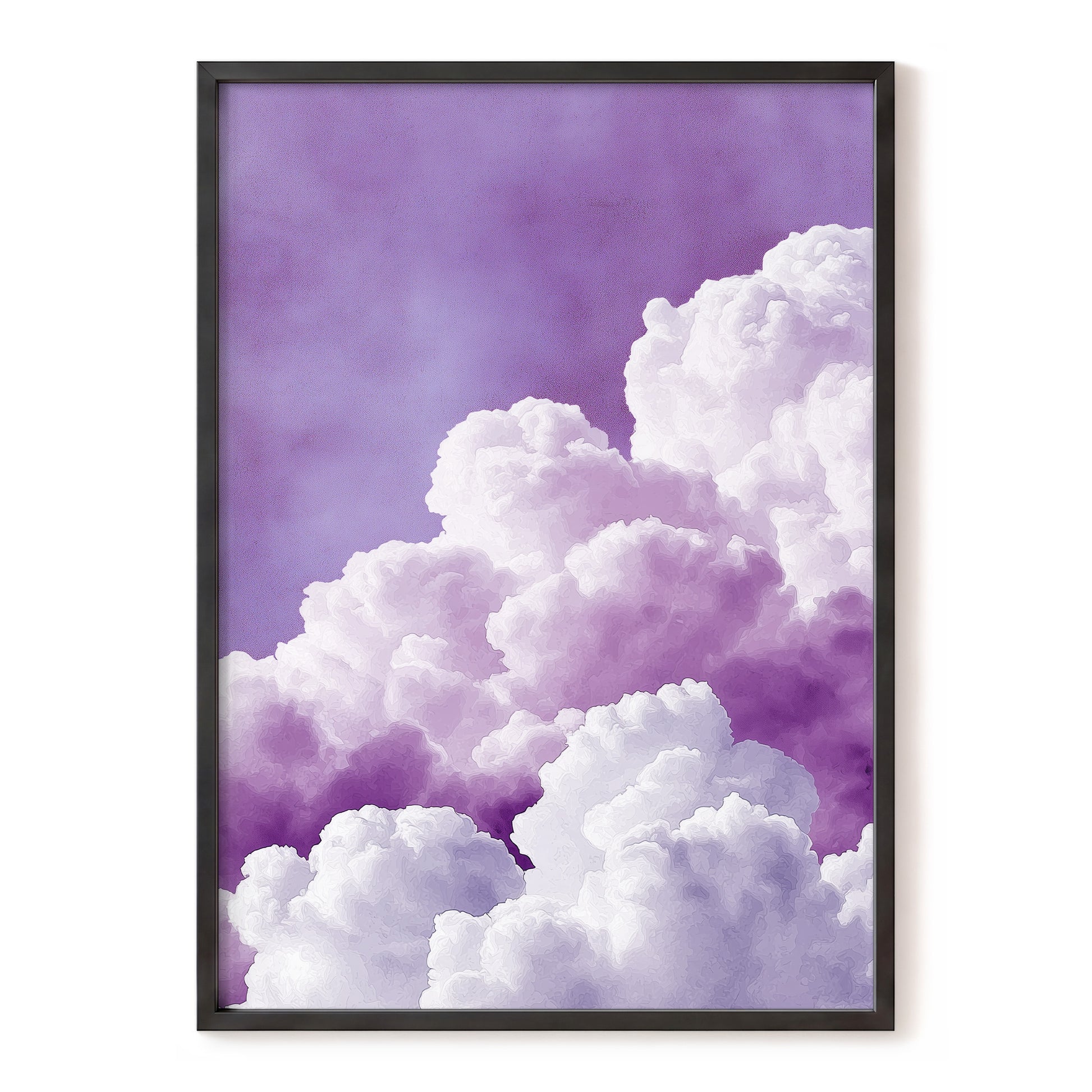 Lavender Cloudscape, purple, white, gray nature wall art, front artwork view