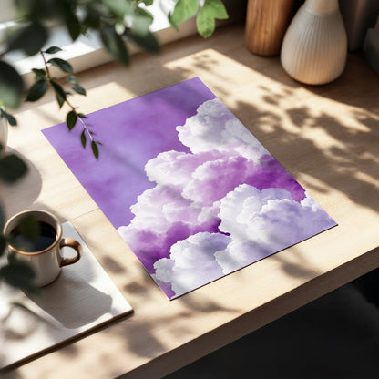 Lavender Cloudscape, purple, white, gray nature wall art displayed in a styled interior, gallery view 5