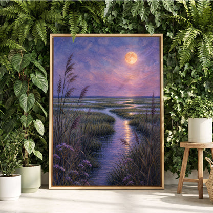 Lavender Moonwater, purple, blue, green nature wall art displayed in a styled interior, gallery view 8