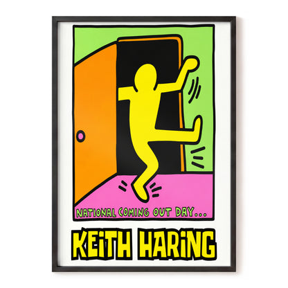 Leap Into Colour, black, yellow, green minimalist wall art, front artwork view