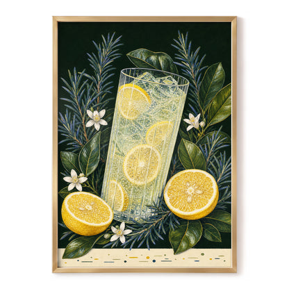 Lemon Grove Fizz, green, yellow, white nature wall art, front artwork view