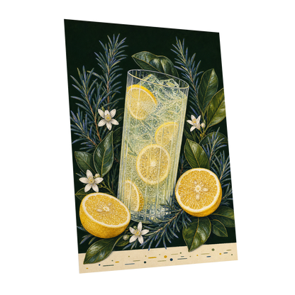 Lemon Grove Fizz, green, yellow, white nature wall art shown as a unframed poster wall art print